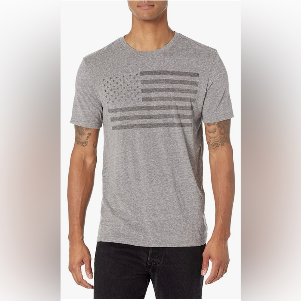 BNWT L Lucky brand mens t-shirt grey American flag